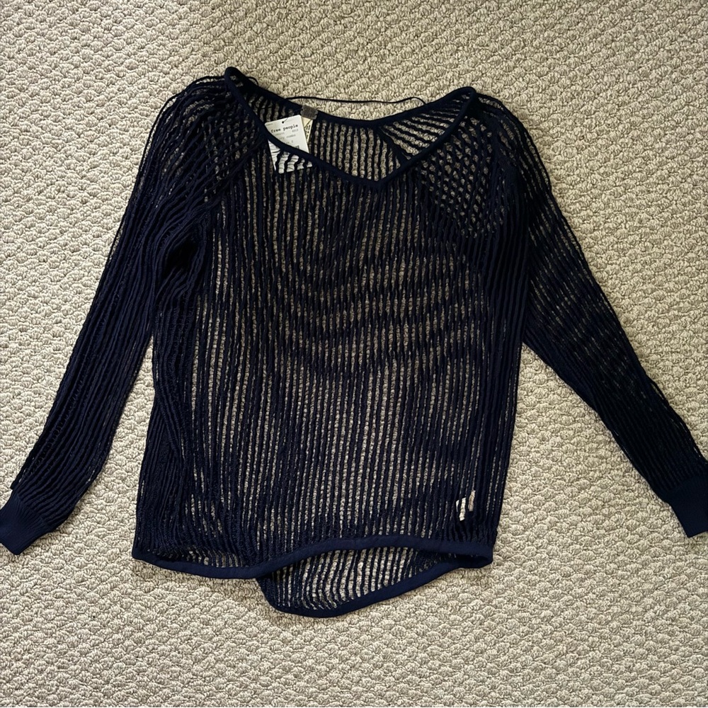 NWT Free People Crochet V Neck Sweater
